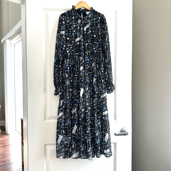 NWT ✨ ASOS JDY Midi Black Abstract Print Floral Dress - Picture 3 of 13